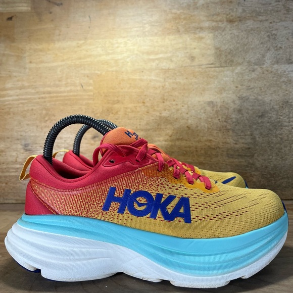 Hoka One One Shoes - Hoka One One Bondi 8 REFLECTIVE Womens Size 6 Running Shoes Sneakers Orange Blue